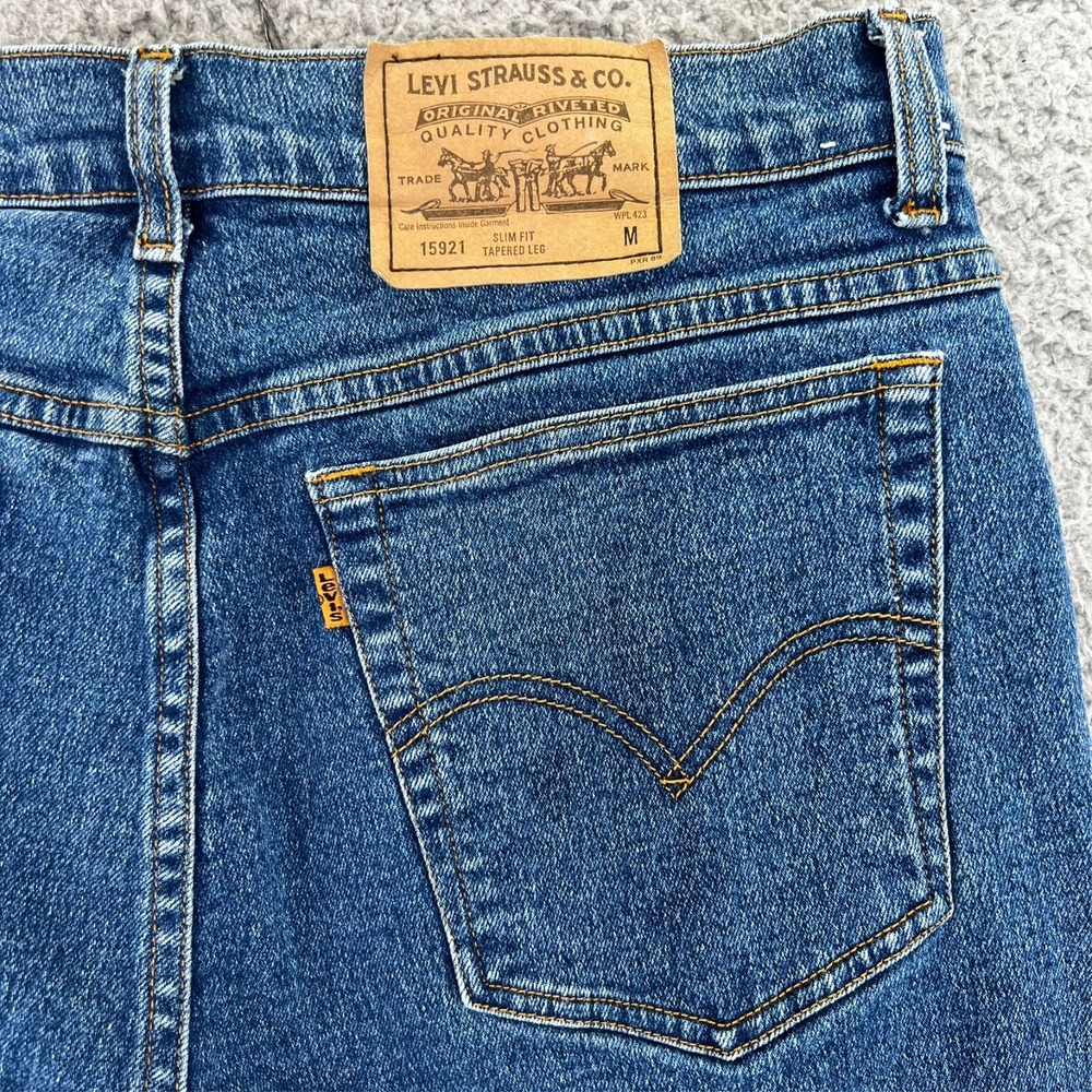 VTG Levi's 15921 Denim Jeans Tapered Leg Orange Tab USA Women 16 Med (Fit 32x30)